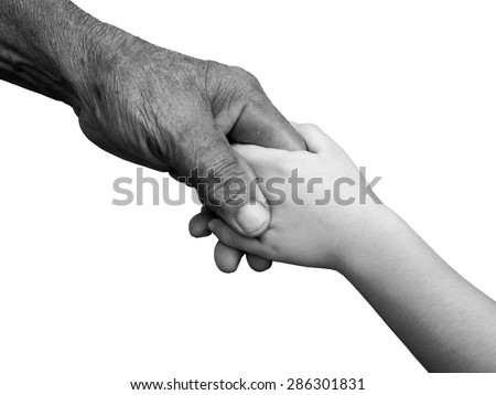 Old Man Kid Holding Hands Together Stock Photo (Edit Now) 286301831 ...