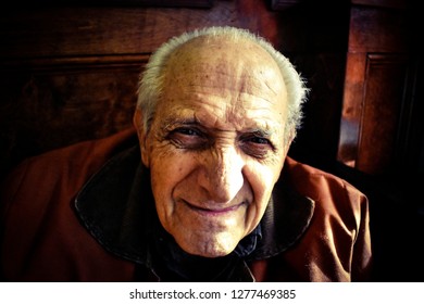 Old Man Looking Closeup Portrait