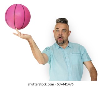 Old Man Playing Basketball Concept