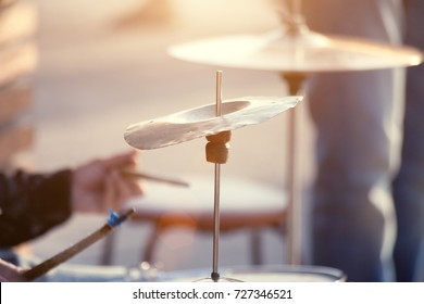 Old Man Playing Drums On Street 