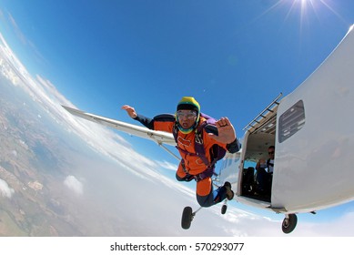 Old Man Realizing A Dream, Jumping From A Plane