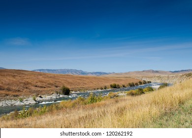 Old Man River In The Prairies Of Southern Alberta Canada