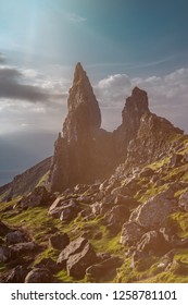 The Old Man Of Storr on the Isle of Skye during sunrise in autumn - Shutterstock ID 1258781101