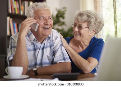 Old Man Talking On The Phone