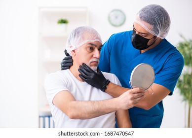 Old Man Visiting Male Doctor For Plastic Surgery