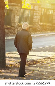 Old Man Walking In Park