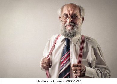 Old Man Wearing Suspenders