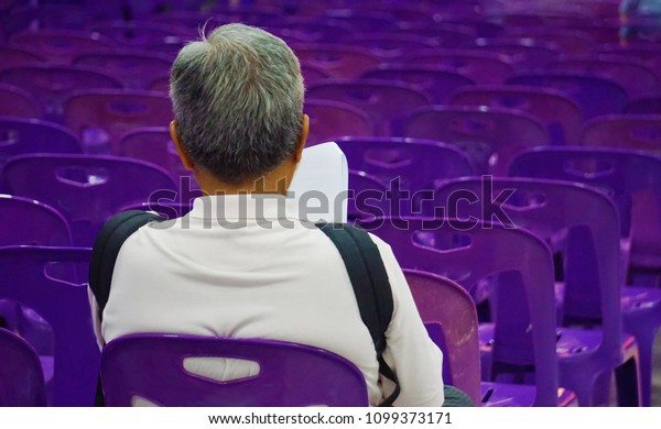 Old Man White Hair Violet Chair Stock Photo Edit Now 1099373171