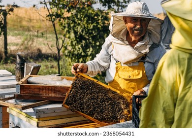 Old man working as a beekeeper. - Powered by Shutterstock