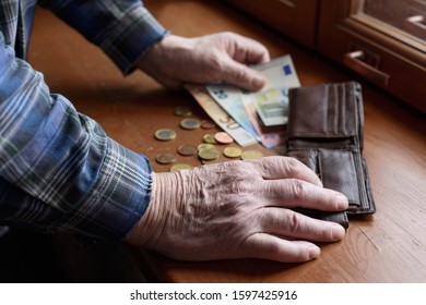 Old man's hands, count money, euros. The concept of poverty, low income, austerity in old age. - Powered by Shutterstock - Get 15% off with code: PIKWIZARD15