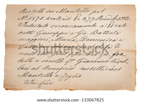 Old manuscript isolated on white