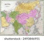 The old map of Asia on the Goodrich atlas from the year of 1841