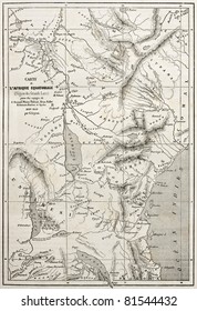 Old Map Of Equatorial Africa. Engraved By Erhard And Bonaparte, Published On Le Tour Du Monde, Paris, 1860