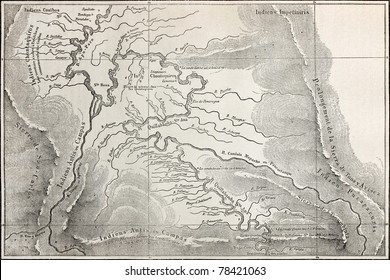 Old Map Of Quillabamba Region, Peru. Created By Marcoy, Published On Le Tour Du Monde, Paris, 1864