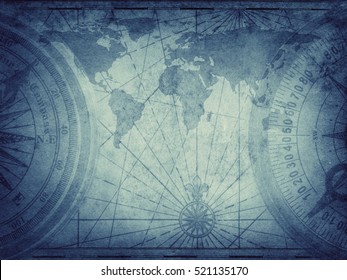 Old Map Of The World. Elements Of This Image Furnished By NASA.