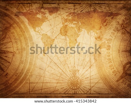 Old map of the world. Elements of this Image Furnished by NASA.