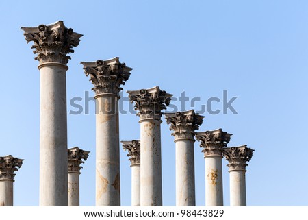 Old marble columns from Capitol building in National Arboretum in Washington DC