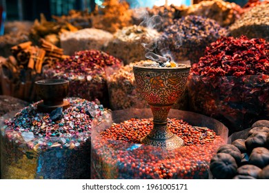 Old Market Shop with oriental spices and incenses. Dubai, Deira Old market