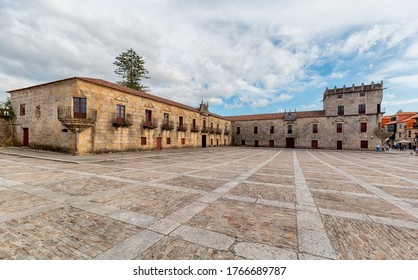 Old Market Square And Nerve Center Of The City Of Cambados. One Of The Most Beautiful Squares In Galicia. Tourism In Galicia. The Most Beautiful Spots In Spain.