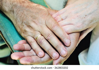 Old Married Couples Hands. Horizontal Format