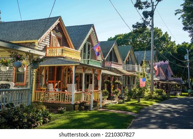 old martha vineyard gingerbread houses historical district - Shutterstock ID 2210307827