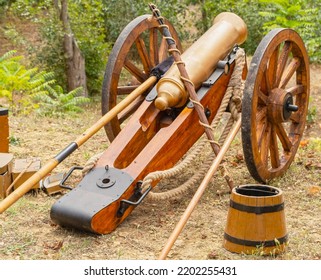 Old Medieval Artillery Canon On The Position