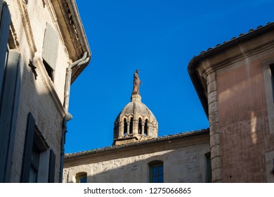 Old Medieval Constructions With Copula Of The Virgin City Of Uzès France Europe