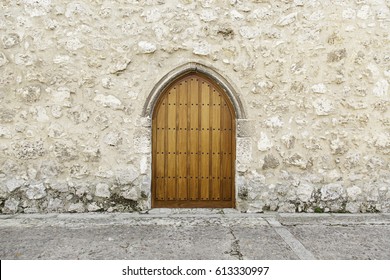Old medieval door, detail of an old door of a castle