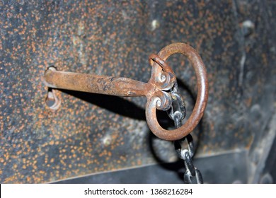 Old Medieval Dungeon Key In Rusty Iron Door