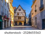 Old medieval houses buildings on Rue Verrerie pedestrian street in Dijon city historical centre, Dijon old town centre ville, Bourgogne-Franche-Comte region, France