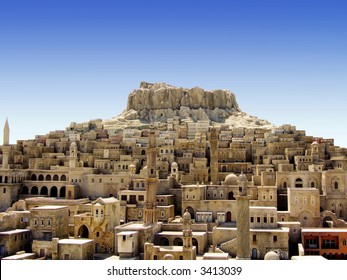 Old Medieval Middle East City On The Hill
