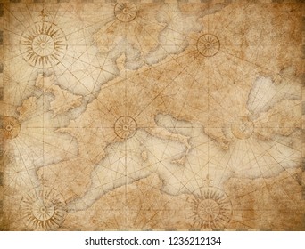 Old Medieval Nautical Europe Map