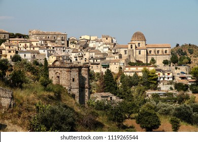 Old Medieval Stilo Famous Calabria Village View, Southern Italy.