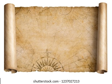 Old Medieval Treasure Map Scroll Isolated