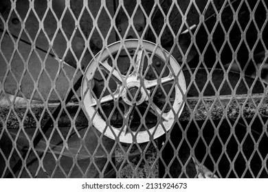 Old Metal Box Fan Black And White