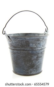 Old Metal Bucket Isolated On A White Background