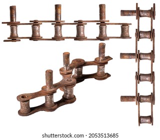 Old Metal Chain Used In Agricultural Machinery. 