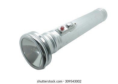 Old Metal Flashlight, Silver Torch