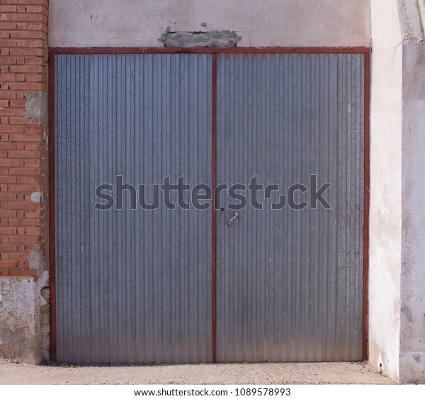 old metal garage
door