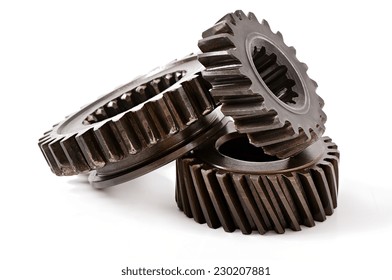 Old Metal Parts Gear Isolated On White Background
