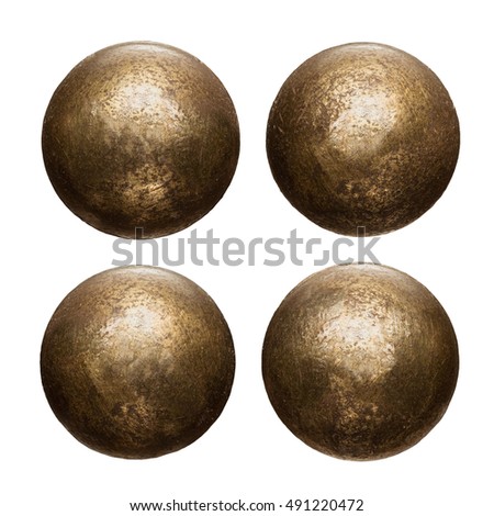Old metal rivet heads isolated on white.