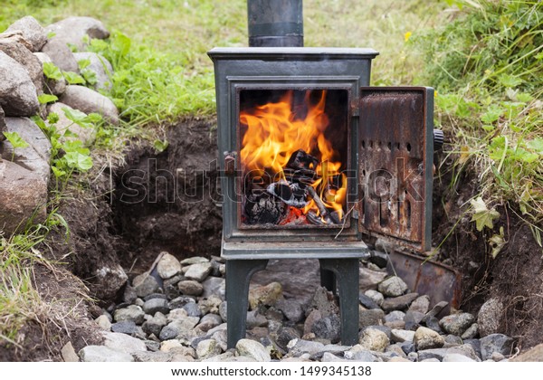 Old Metal Stove Outside Scandinavian Style Stock Photo Edit Now