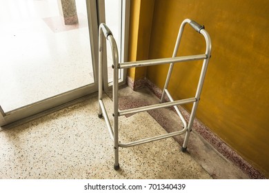 An old metal walker for helping the old man,old woman or disabled person walk safely at home.
 - Powered by Shutterstock