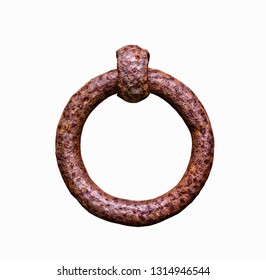 Old metallic rusty ring. Isolated on white.