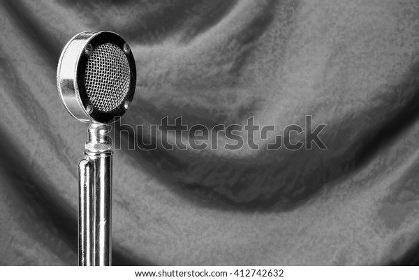 Old Microphone Black White Room Your Royalty Free Stock Image