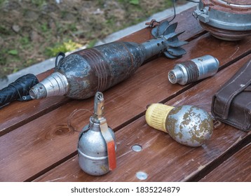 Old Military Weapons On Display.