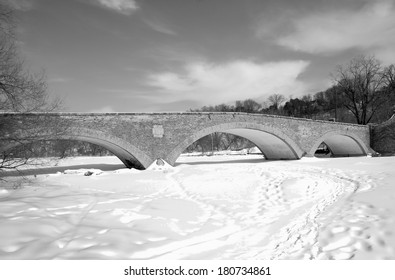 Old Mill Bridge Over Humber River In Toronto