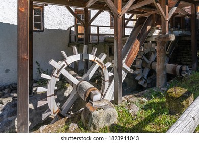 An Old Mill In Santa Maria Val Müstair, Canton Of Grisons, Switzerland. Mulino Mall  Museo