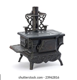 Old Miniature Stove Isolated On A White Background