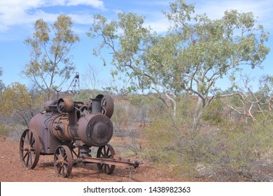 An Old Mining Machinery In Battery Hill Mining In Tennant Creek Northern Territory Australia. No People. Copy Space